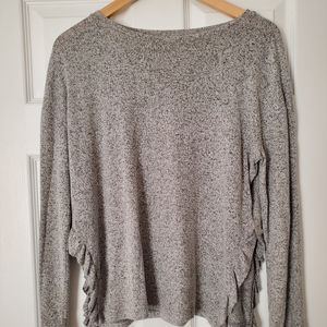 LC Lauren Conrad gray ruffle trim sweater